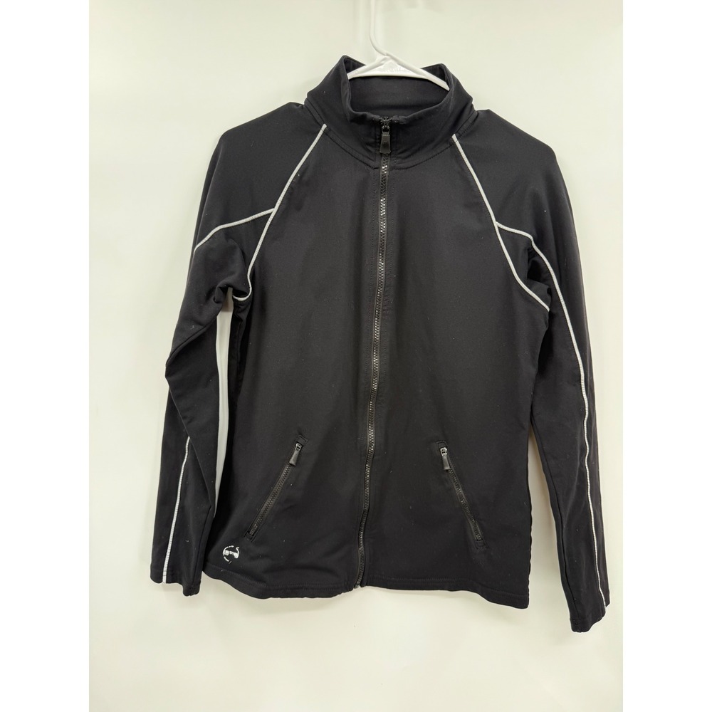 Lauren Ralph Lauren M Track Jacket Womens Black Reflective Zip Up Athletic Mock